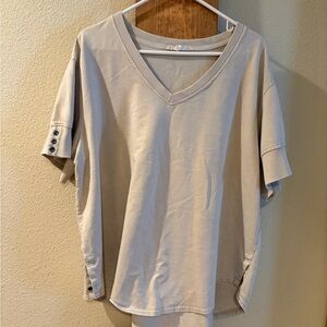 Men's Beige V-Neck Shirt